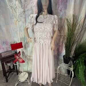 VTG 📌Miss Elliette Lace Chiffon 80s Special Occasion- Mother Bride/ Groom Dress